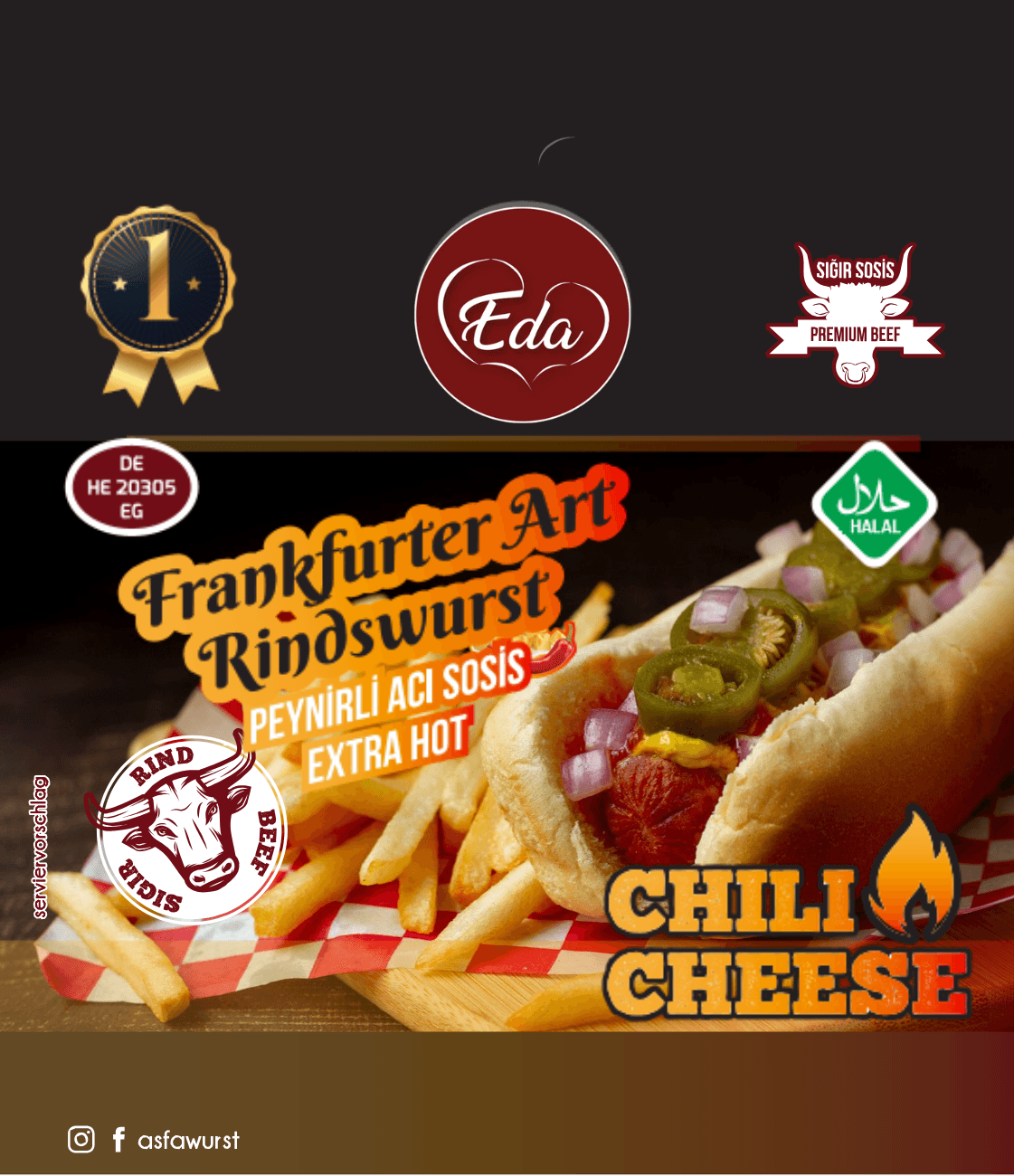 Halal Chili-Cheese Wurst: Scharfe Rindwurst mit Jalapeño
