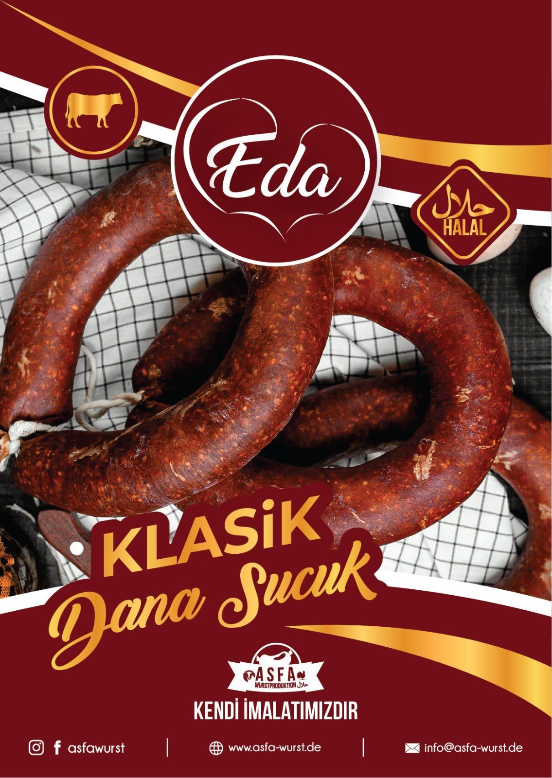 Traditionelle türkische Suçuk-Würste aus Halal-Rindfleisch